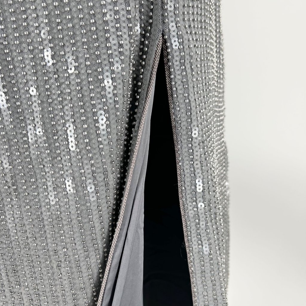 Nwt Rasario Silver Sequin Embellished Square Neck Maxi Gown — image 5 of 8